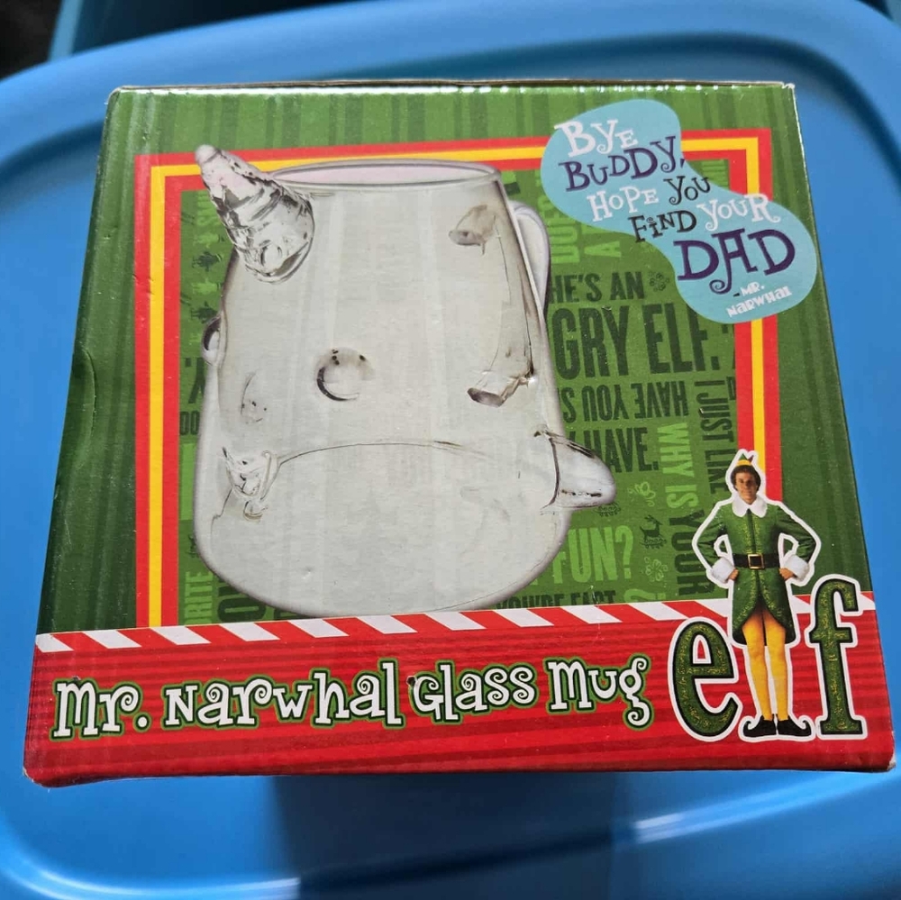 ELF Mr. Narwhal Glass Mug - Transparent BNIB